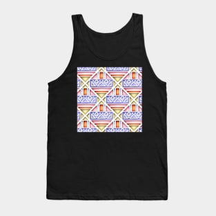 3d Geometric Pattern, Square Motifs Tank Top